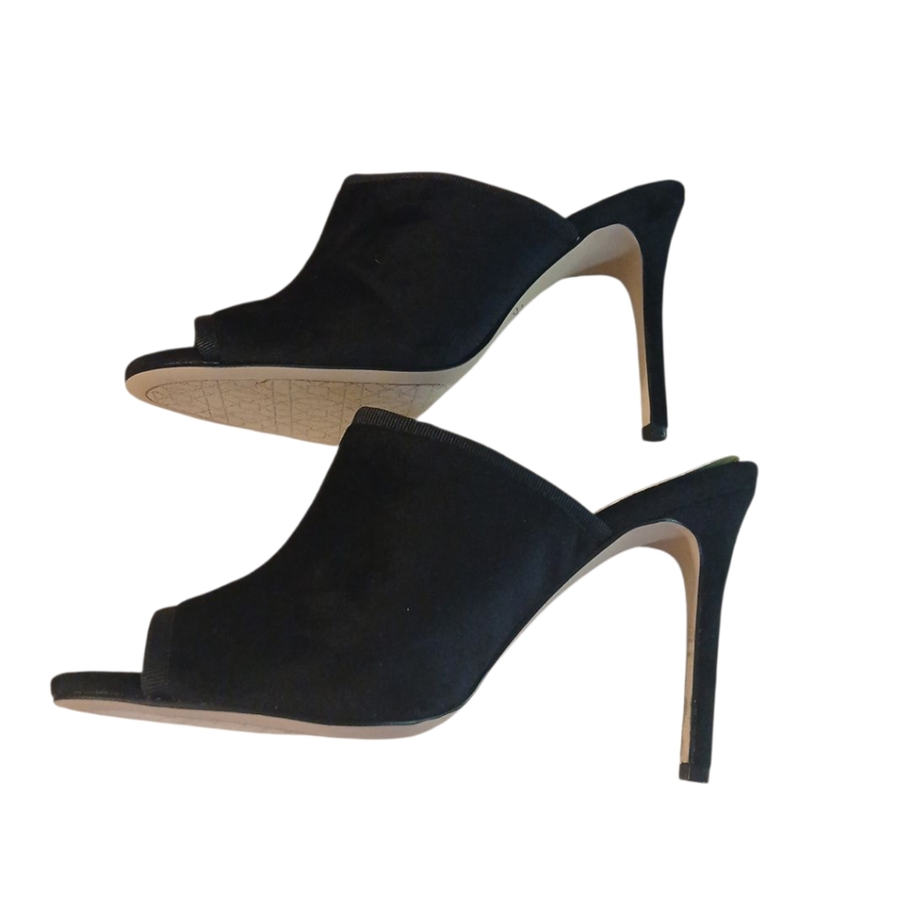 BADGLEY MISCHKA JEWEL Leyla II BLACK VELVET  PEEP TOE SANDALS SZ. 7.5 BNWT